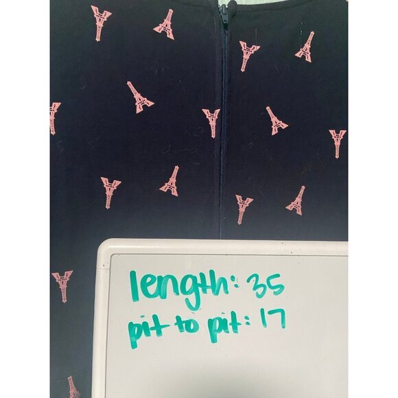 Unique Vintage Women's Pink and Navy Paris Eiffel Tower Dress Size Large - Picture 8 of 8